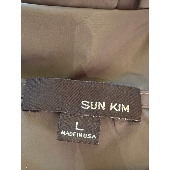 SUN KIM Sydney Parachute Ruched Lightweight Jacket L Gray Zipper Accent Goth - Picture 4 of 8